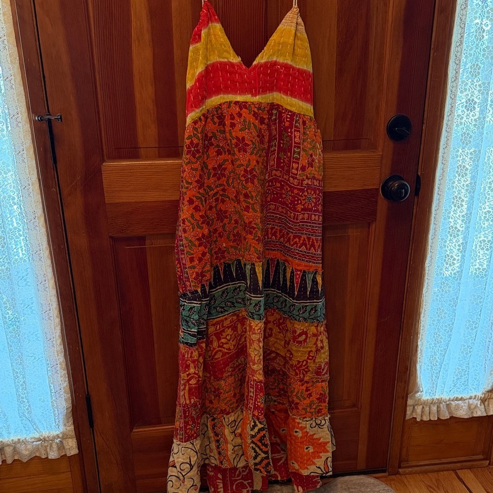 Jaded Gypsy Kantha halter top maxi dress one size